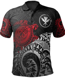 Hawaii Turtle Polo Shirt Gift, Polynesian Tattoo Golf Shirt