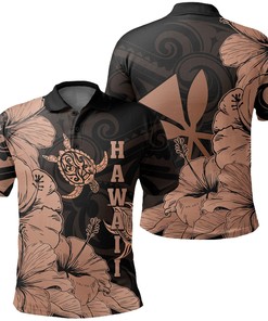 Hawaii Turtle Polo Shirt Polynesian Hibiscus Art Ver 2.0 Orange