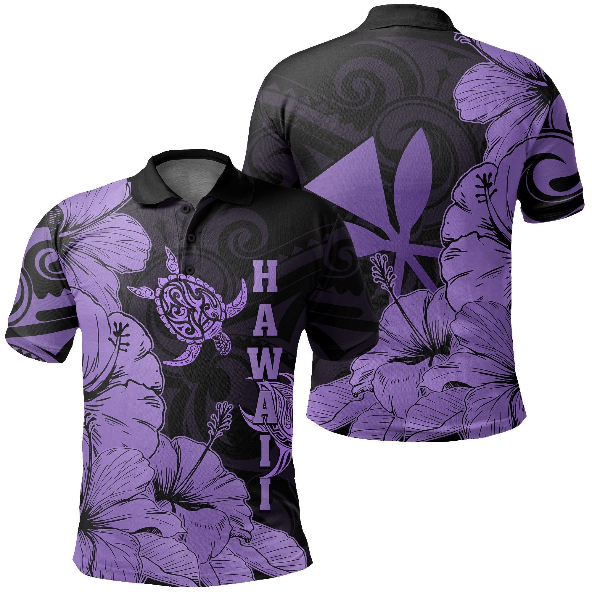 Hawaii Turtle Polo Shirt Polynesian Hibiscus Art Ver 2.0 Violet