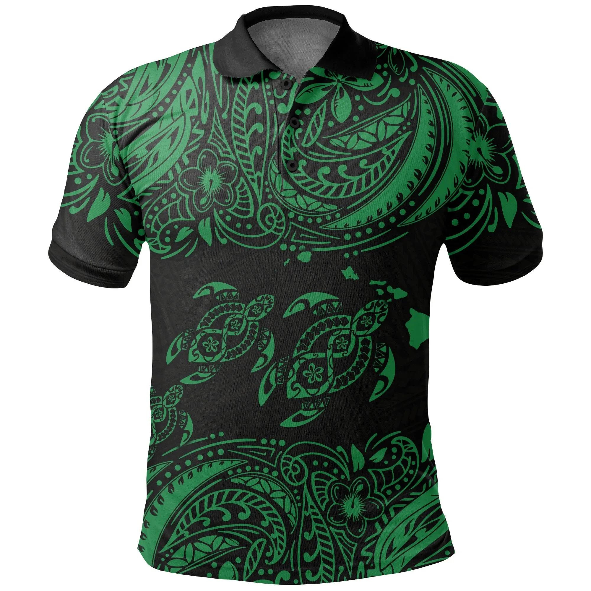 Hawaii Turtle Polo Shirt, Polynesian Hibiscus Golf Shirt