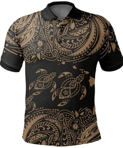 Hawaii Turtle Polo Shirt, Polynesian Hibiscus Golf Shirt Gift