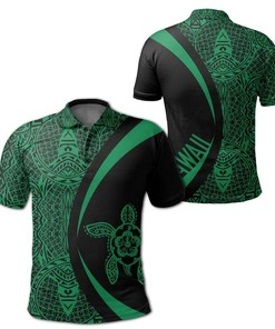 Hawaii Turtle Polynesian Polo Shirt Green - Circle Style