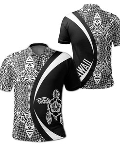 Hawaii Turtle Polynesian Polo Shirt White - Circle Style
