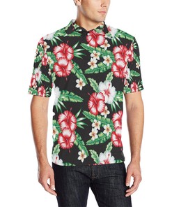 Hawaiian Flower Tropical Leaves Men Polo Shirt