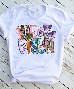 He Is Risen Easter T-Shirt - Cross Christian Sublimation Tee Design