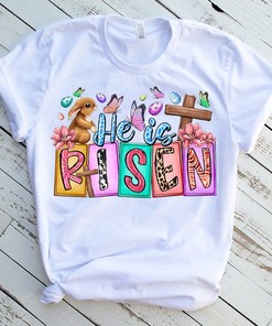 He Is Risen T-Shirt - Easter Cross Christian Sublimation Tee Design
