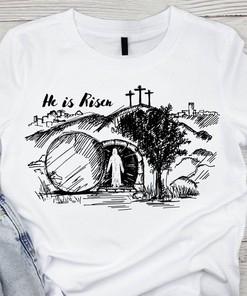 He is Risen Tomb T-Shirt - Easter Jesus Christian Tee