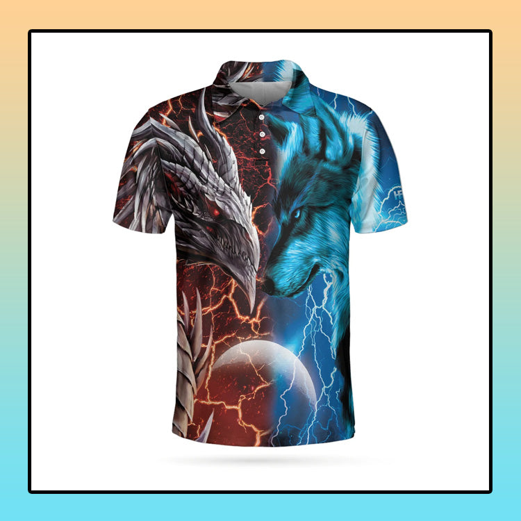 Heart Of A Wolf Soul Of A Dragon Polo shirt for Dragon Lovers