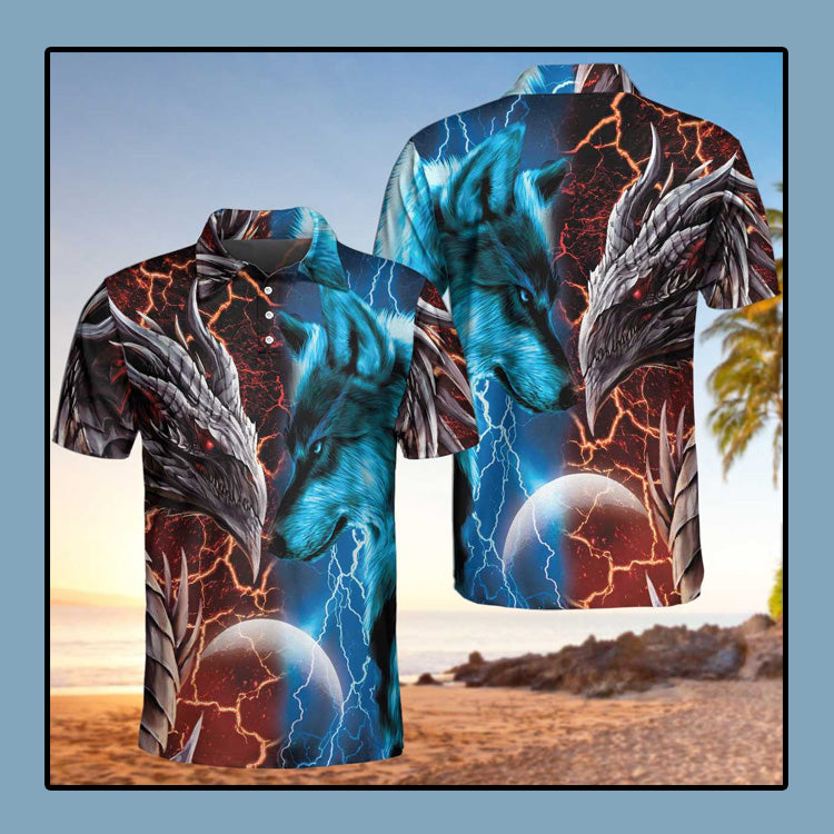 Heart Of A Wolf Soul Of A Dragon Polo shirt for Dragon Lovers - Image 2