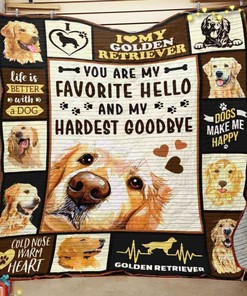 Heartwarming Golden Retriever Quilt Blanket Set for Cozy Home Decoration - Gifts for Family