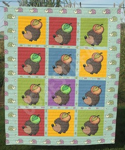 Hedgehog Apple Boy Personalized Quilt Bedding Set for Bedroom Decor and Family Gifts