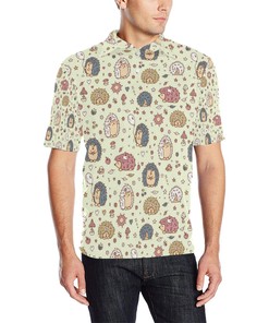 Hedgehog Cute Pattern Print Design 01 Men Polo Shirt