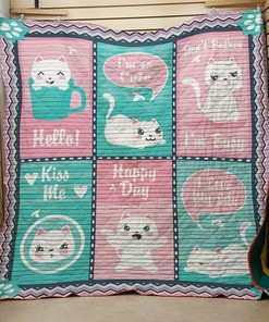 Hello Cat Quilt Bedding Set Bedroom Decor, Gifts for Family