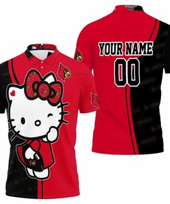 Hello Kitty Hug Louisville Cardinals Logo 3D Personalized Polo Shirt