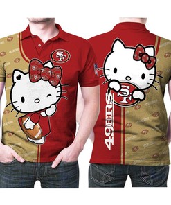 Hello Kitty Hugs San Francisco 49Ers Ball 3D Printed Gift For San Francisco 49Ers Fan Polo shirt