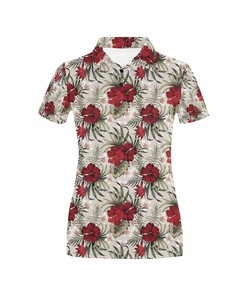 Hibiscus Print Design Women's Polo Shirt