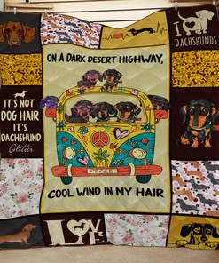 Hippie Dachshund Quilt Bedding Set for a Funky Bedroom Decor - Great for Family Gifts