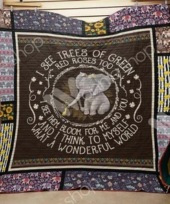 Hippie Elephant Personalized Quilt Bedding Set, Great for Bedroom Decor and Family Gifts