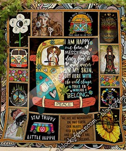 Hippie I Am Happy Out Here Personalized Quilt Bedding Set - Perfect for Bedroom Decor
