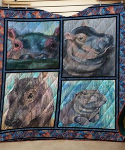 Hippo Quilt Bedding Set Bedroom Decor, Gifts for Family