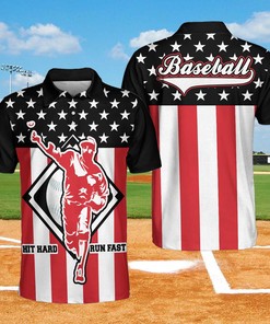 Hit Hard Run Fast Baseball Polo Shirt