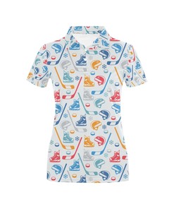 Hockey Equipment Print Design Women's Polo Shirt