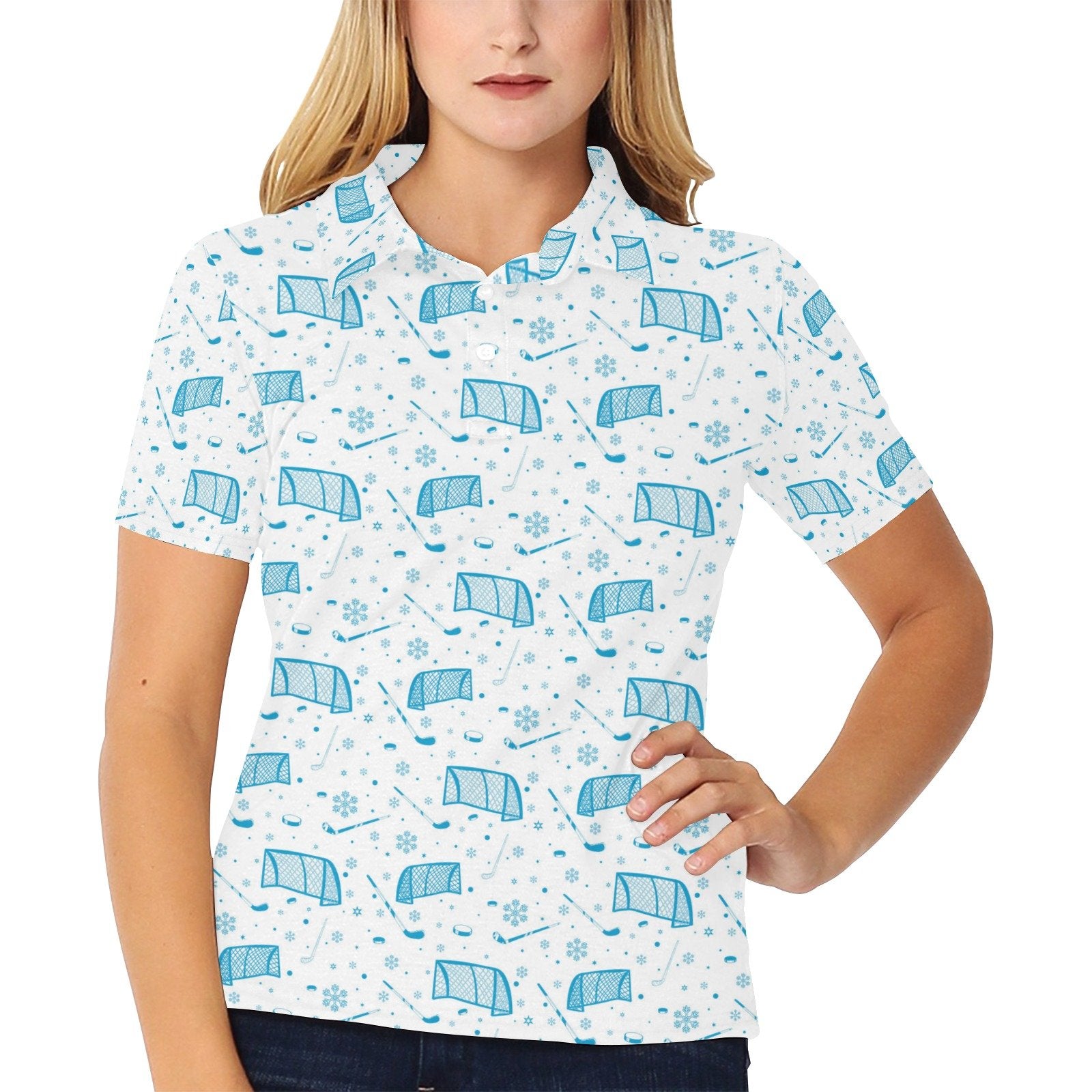 Hockey Print Design Women's Polo Shirt - Image 2