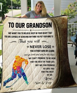 Hockey_To Our Grandson We Want You To Believe Deep In Your Heart Quilt, Buckcherry Album Covers Quilt Blanket