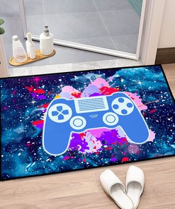 Home Game Video Floor Carpet - Game Handle Children's Gift Carpet, Starry Sky Galaxy Printed Area Rugs