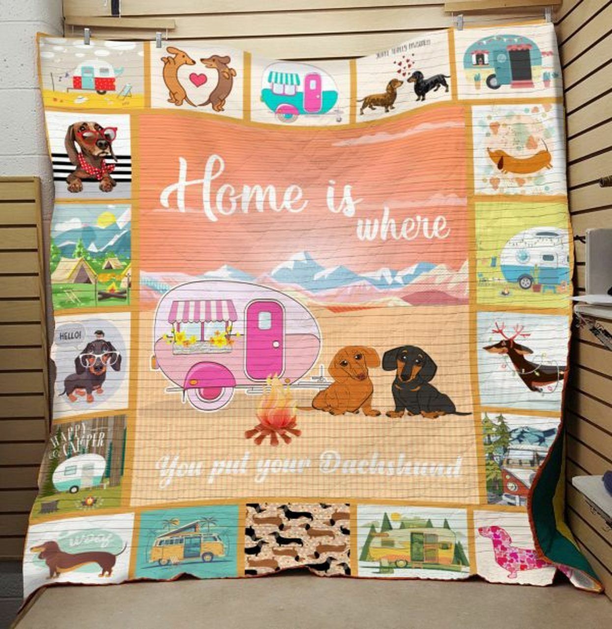 Home Is Where You Put Your Dachshund Quilt Bedding Set Blanket