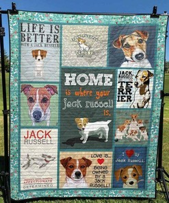 Home Is Where Your Jack Russell Is Quilt Bedding Set Blanket Bedroom Decor, Gifts for Family