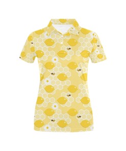 Honey Bee Honeycomb Print Design Women's Polo Shirt