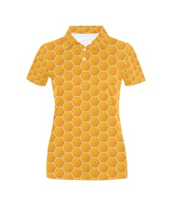 Honey Bee Honeycomb Print Design Women's Polo Shirt Gift