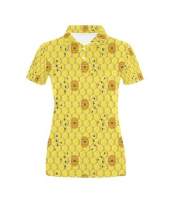Honey Bee Print Design Women's Polo Shirt Gift for Animal Lovers