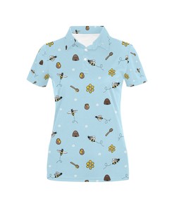 Honey Bee Print Design Women's Polo Shirt for Animal Lovers