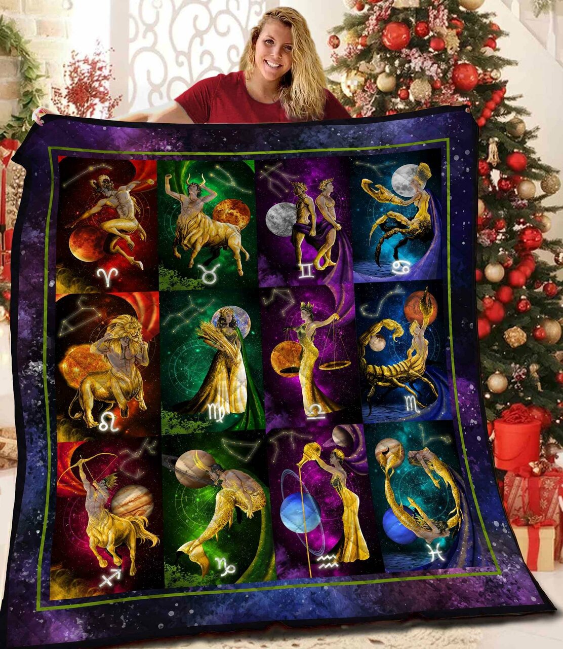 Horoscope Quilt Bedding Set Bedroom Decor, Gifts for Family