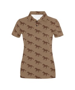 Horse Brown Print Design Women's Polo Shirt