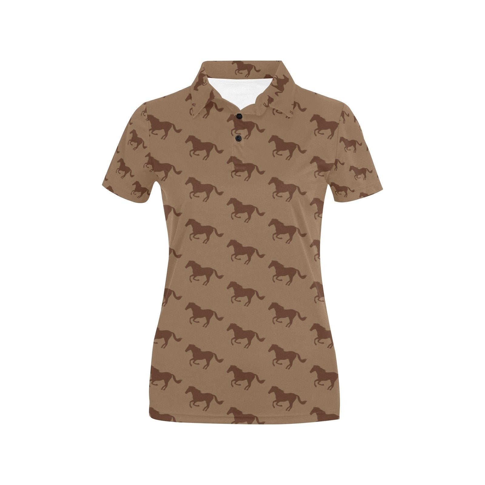 Horse Brown Print Design Women's Polo Shirt