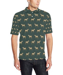 Horse Classic Themed Pattern Print Men Polo Shirt