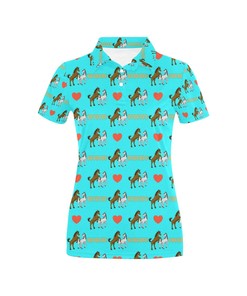 Horse Couple Love Print Design Women's Polo Shirt