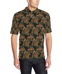 Horse Embroidery With Flower Design Men Polo Shirt