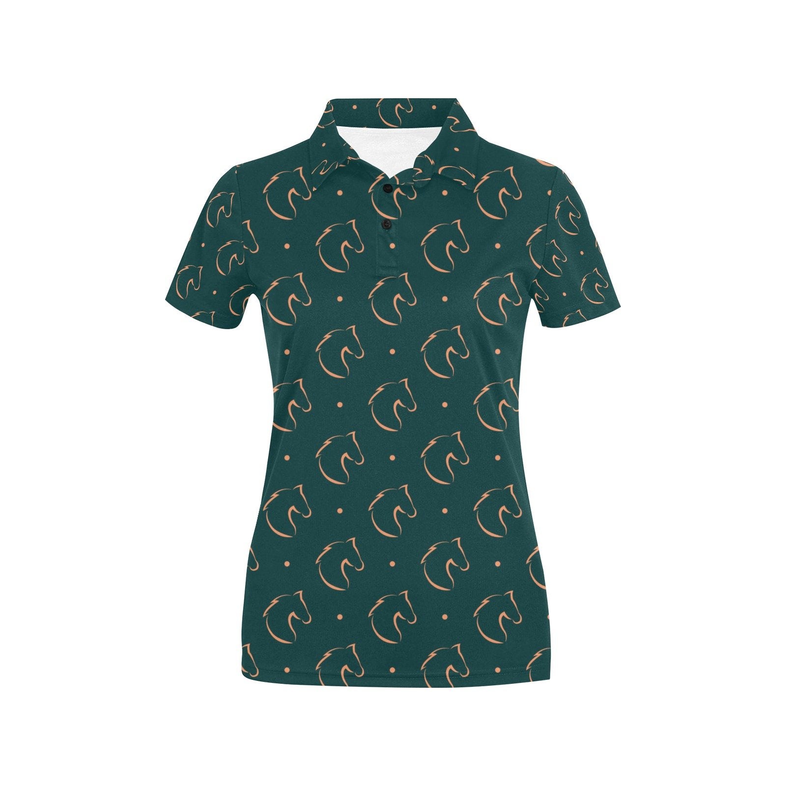 Horse Head Print Design Women's Polo Shirt