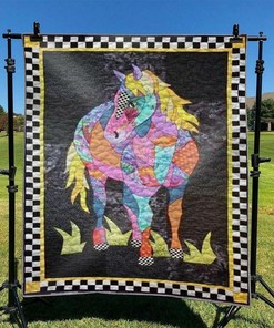 Horse Quilt Bedding Set with Personalized Name, Perfect for Home Decoration and Picnic