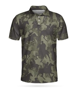 Horse Rider Camo Pattern Short Sleeve Polo Shirt