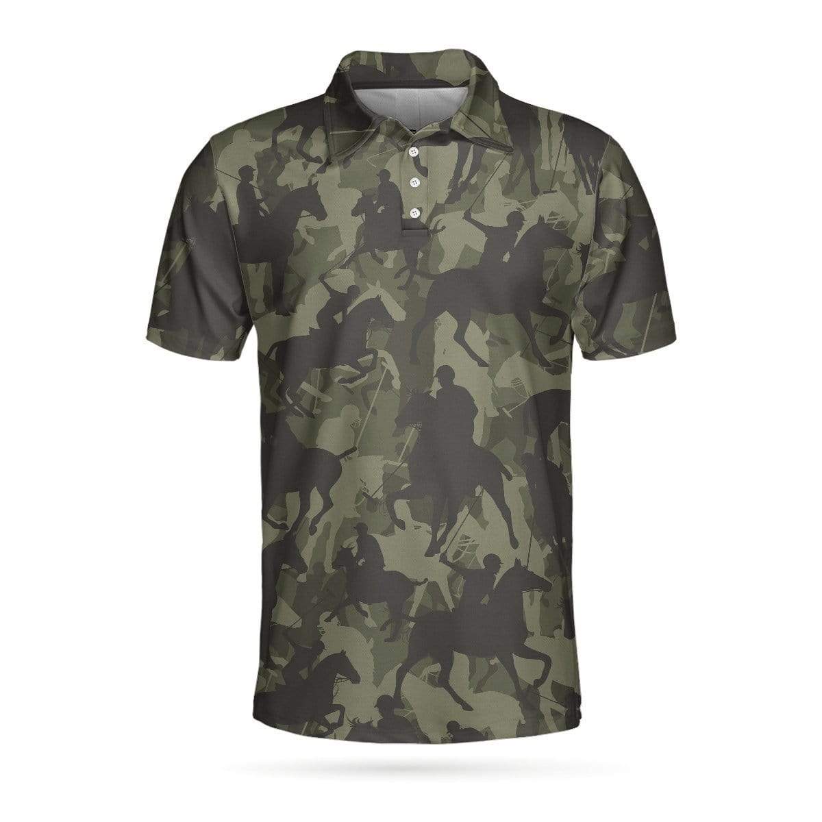 Horse Rider Camo Pattern Short Sleeve Polo Shirt