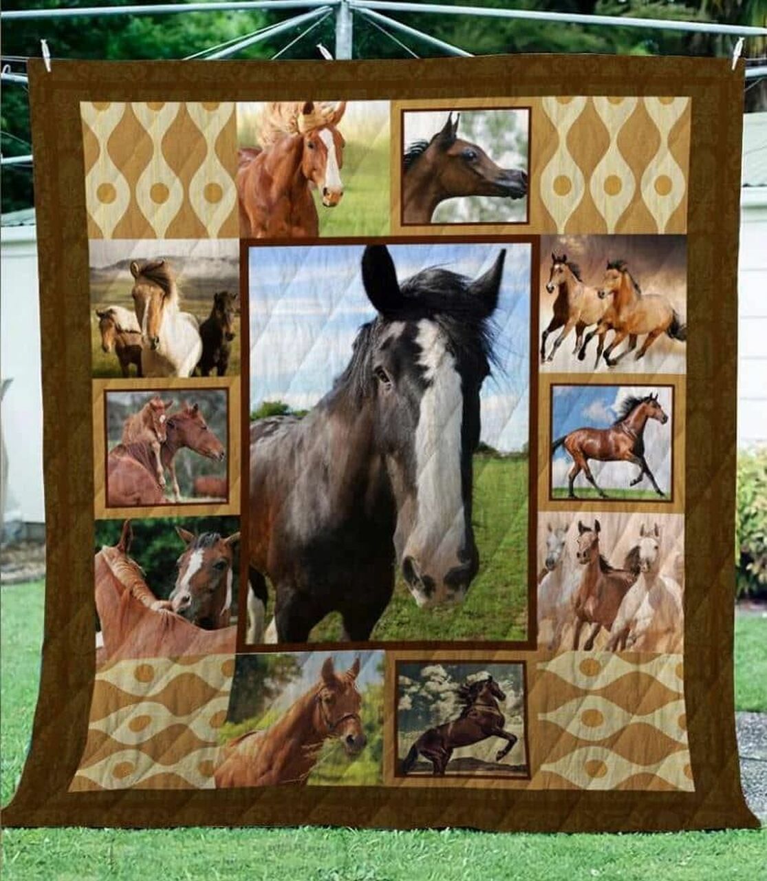 Horse Stay There Freedom Quilt Bedding Set for Personalized Home Decor and Picnic, Great for Family Gifts