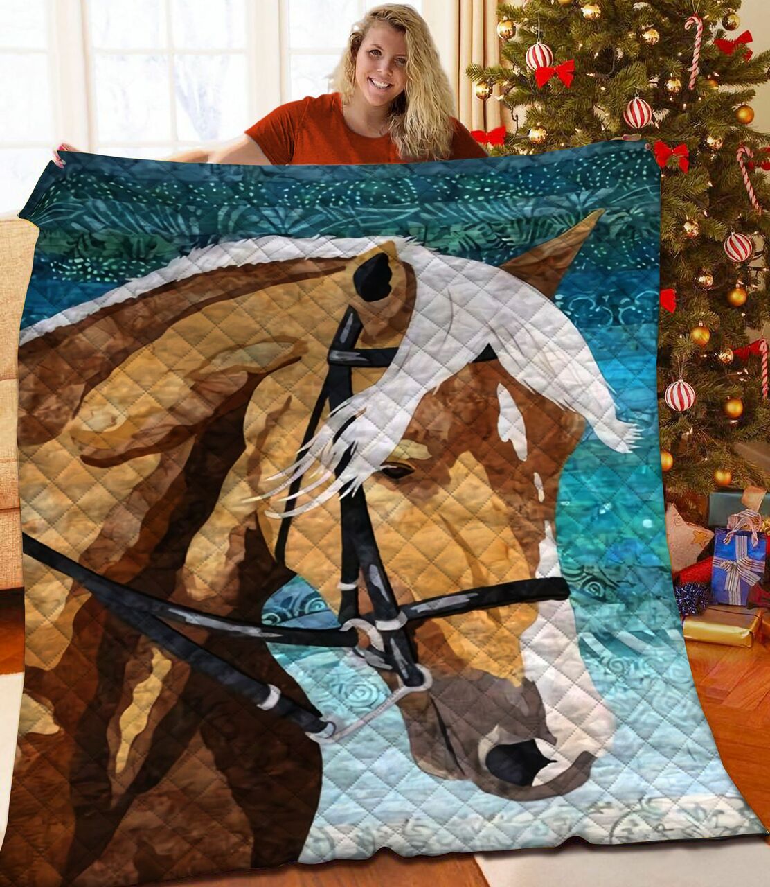 Horse Themed Quilt Bedding Set - Personalize with Your Name or Quote - Great for Home Decor