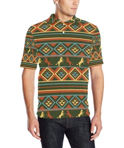 Horse Western Pattern Men Polo Shirt