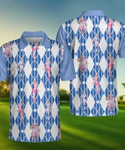 Hot Girl Plays Golf Blue Pattern Polo Shirt #H