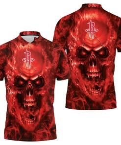 Houston Rockets Nba Fans Skull Polo Shirt